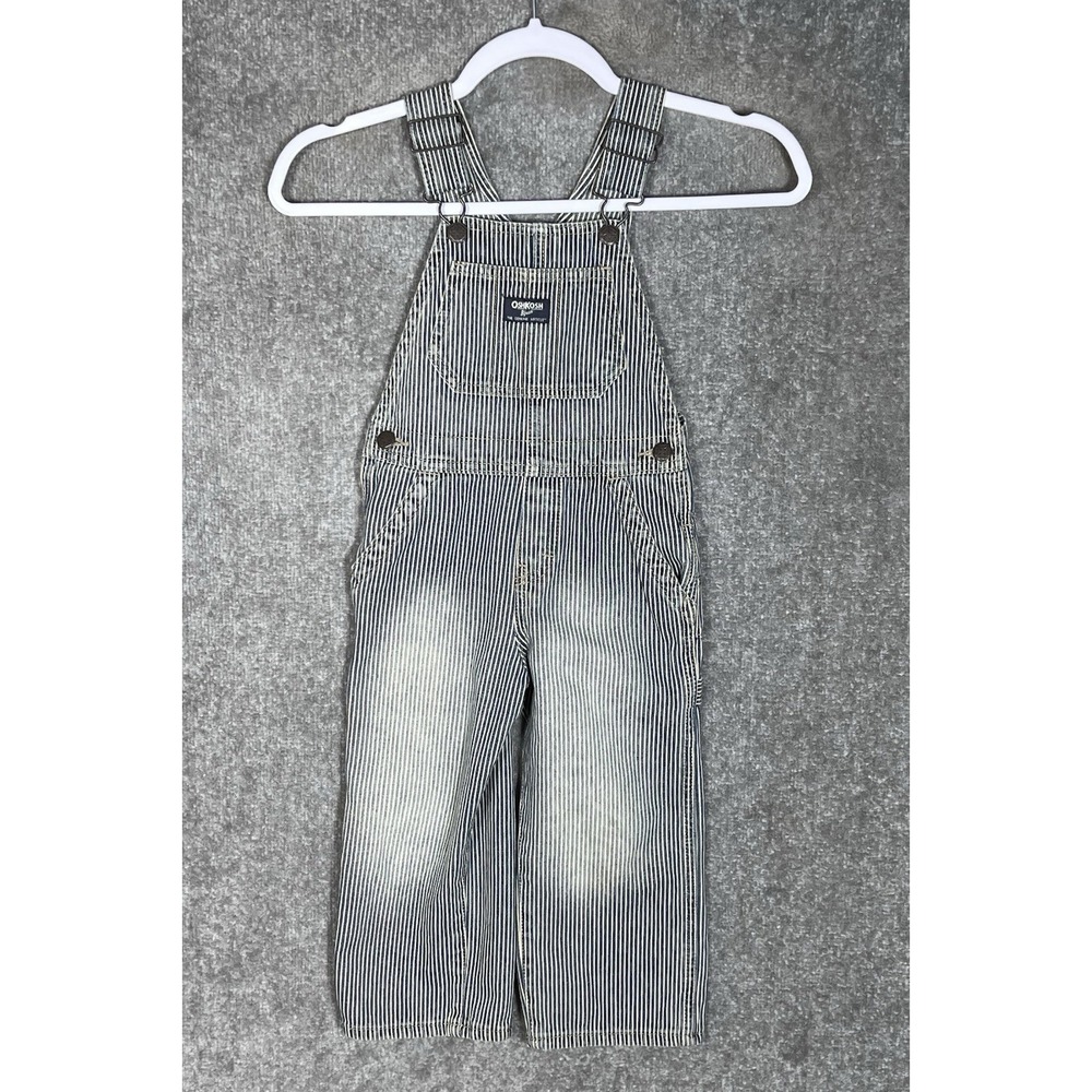 Oshkosh B'gosh Vestbak Striped Engineer Overalls Boys Size 3T Blue Fade Pockets